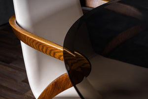 VIG Furniture Modrest Christy - Mid-Century Modern Grey Glass + Walnut Oval Dining Table VGIP-DT64-280