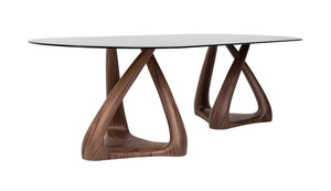 VIG Furniture Modrest Christy - Mid-Century Modern Grey Glass + Walnut Oval Dining Table VGIP-DT64-280