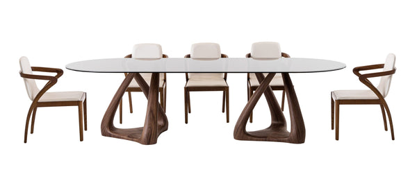 VIG Furniture Modrest Christy - Mid-Century Modern Grey Glass + Walnut Oval Dining Table VGIP-DT64-280