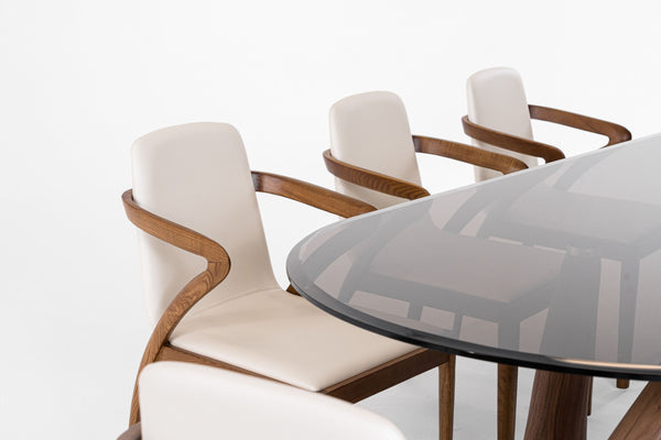 VIG Furniture Modrest Christy - Mid-Century Modern Grey Glass + Walnut Oval Dining Table VGIP-DT64-280