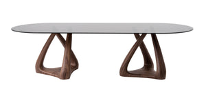 VIG Furniture Modrest Christy - Mid-Century Modern Grey Glass + Walnut Oval Dining Table VGIP-DT64-280