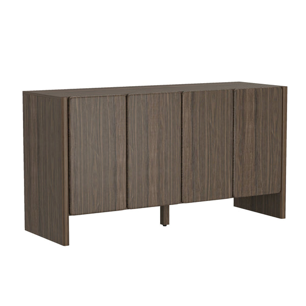 English Elm Linda 60" Sideboard with Soft-Close Doors, Adjustable Shelves, Cable Management, Minimalist Design Walnut Brown B365P397682