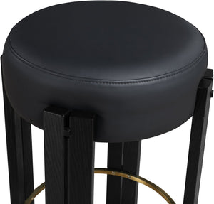 Meridian Furniture Harrison Vegan Leather Counter Stool with Walnut Legs and Brushed Brass Footrest for Kitchen Black Style C 816Black-C