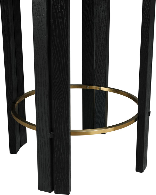 Meridian Furniture Harrison Vegan Leather Counter Stool with Walnut Legs and Brushed Brass Footrest for Kitchen Black Style C 816Black-C