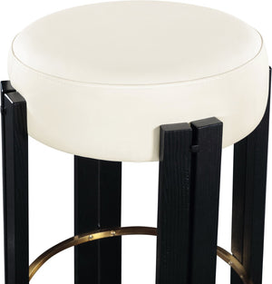 Meridian Furniture Harrison Vegan Leather Counter Stool with Walnut Legs and Brushed Brass Footrest for Kitchen Cream Style C 816Cream-C