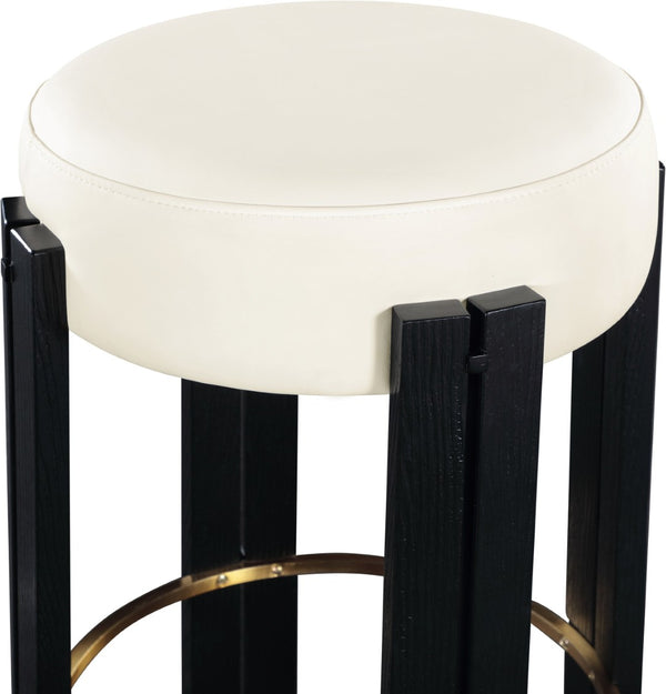 Meridian Furniture Harrison Vegan Leather Counter Stool with Walnut Legs and Brushed Brass Footrest for Kitchen Cream Style C 816Cream-C