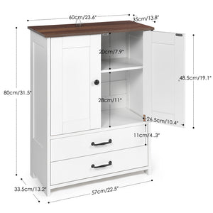 English Elm Dog feeding station with pull-out dual bowls, adjustable heights, storage locker & 3 side hooks, white W1687P270768