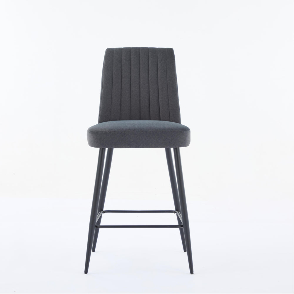 English Elm Adjustable Velvet Bar Chairs Set Of 2 - Modern Dark Grey Upholstered Seating For Kitchen & Dining W3615P340658