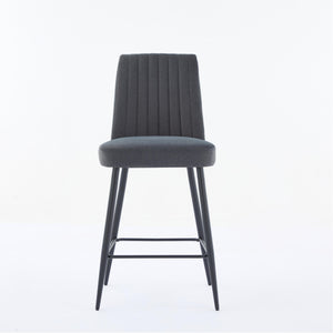 English Elm Adjustable Velvet Bar Chairs Set Of 2 - Modern Dark Grey Upholstered Seating For Kitchen & Dining W3615P340658