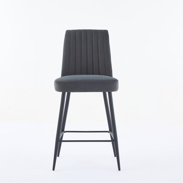 English Elm Adjustable Velvet Bar Chairs Set Of 2 - Modern Dark Grey Upholstered Seating For Kitchen & Dining W3615P340658