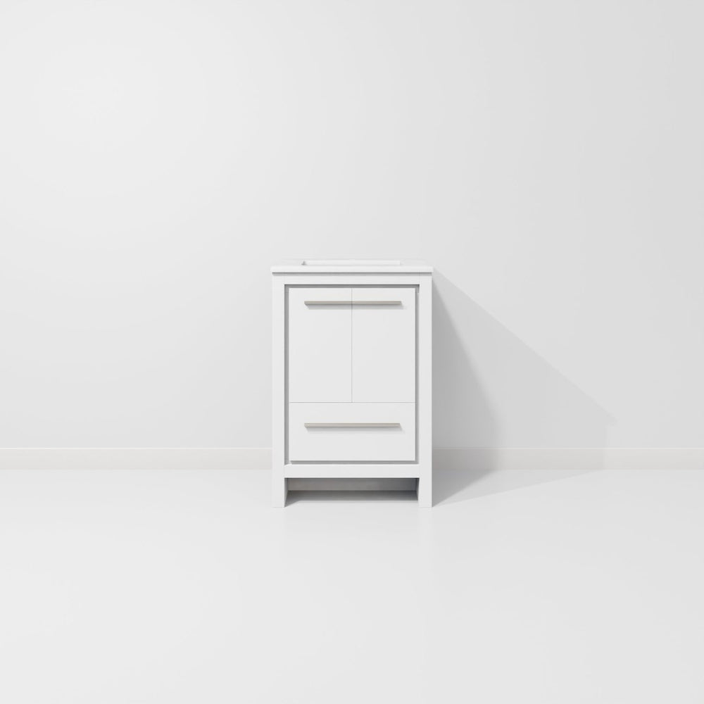 English Elm White Bath Vanity 24" W X 20" D With Cultured Marble Top, Soft-Close Drawers, And Durable Design B2731P259279-GIGA