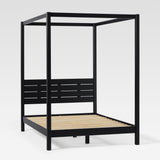 Minimalist Boho Full Canopy Bed with Simple Headboard Black ISLB6BBL Walker Edison