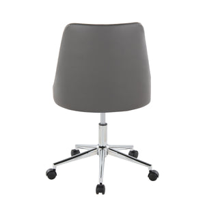 English Elm Marche Modern Swivel Task Chair In Grey Faux Leather With Chrome Casters For Stylish Home Offices B202P223941