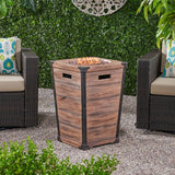 Christopher Knight Home® - Noble House - Delany Outdoor 19.5" Column Light Weight Concrete Fire Pit - 40,000 Btu, Brown