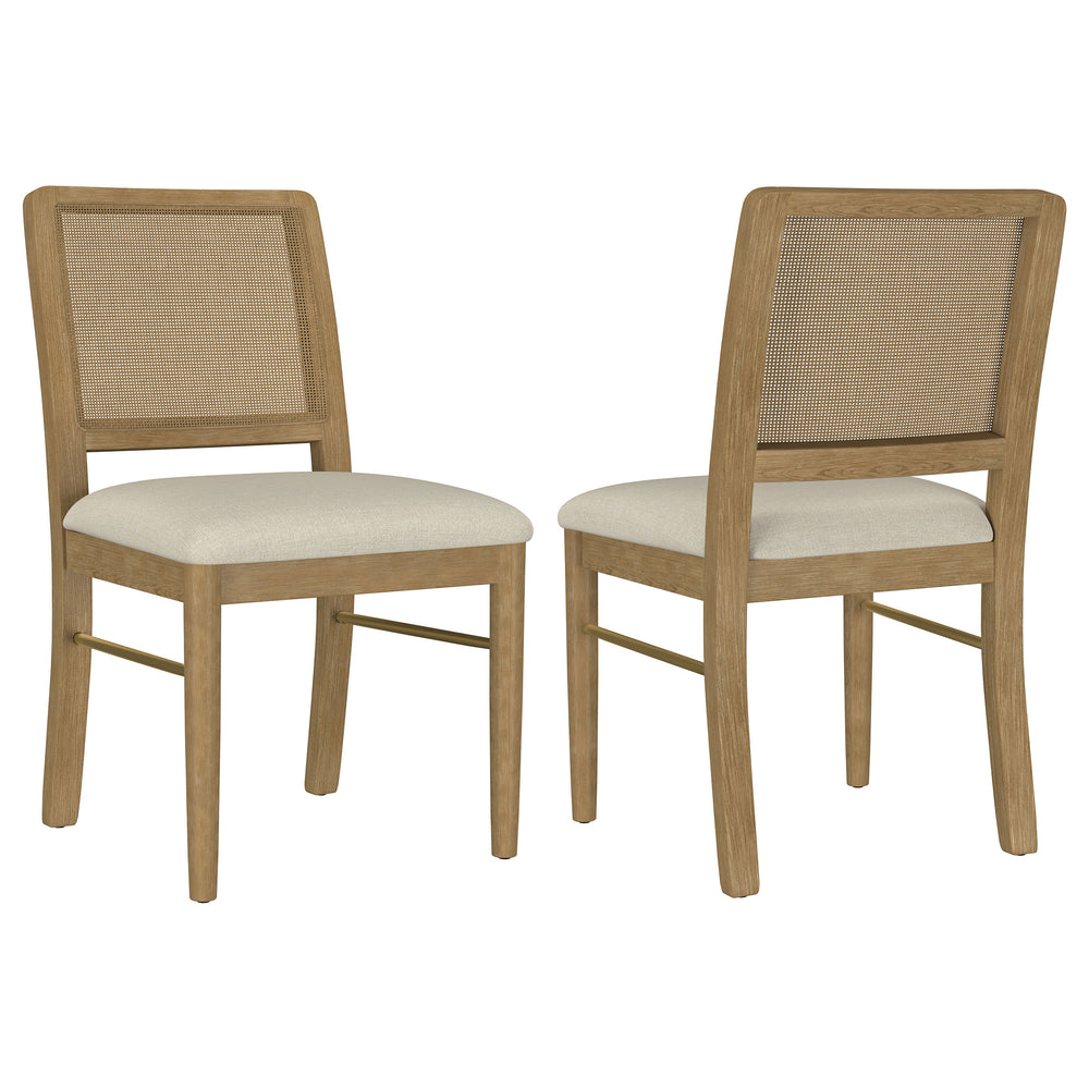English Elm Benson Sand Wash Cane Dining Side Chairs Set of 2 — Handwoven Cane Backs, Beige Linen Seats, Cream Finish B062P374114
