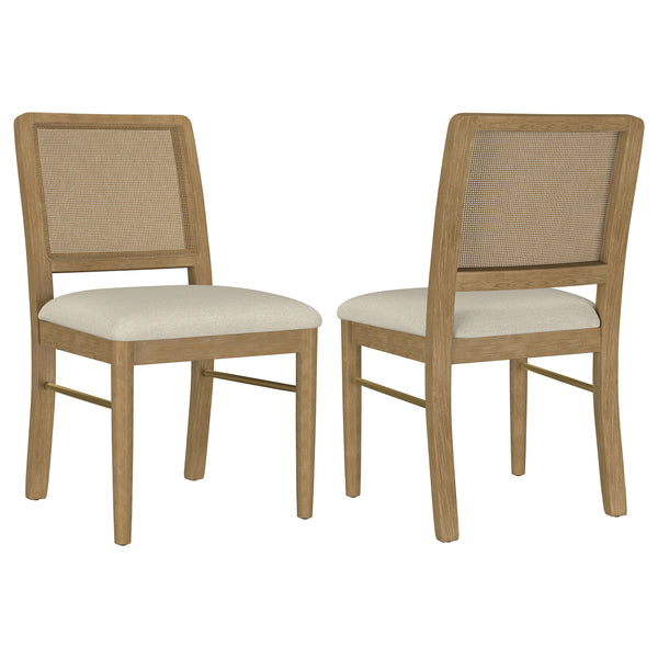 English Elm Benson Sand Wash Cane Dining Side Chairs Set of 2 — Handwoven Cane Backs, Beige Linen Seats, Cream Finish B062P374114