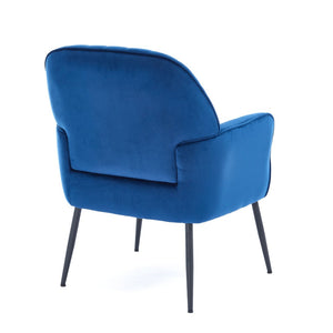 English Elm Velvet Barrel Accent Chair Tufted Shell Back with Metal Legs for Living Room Blue W5722P462510