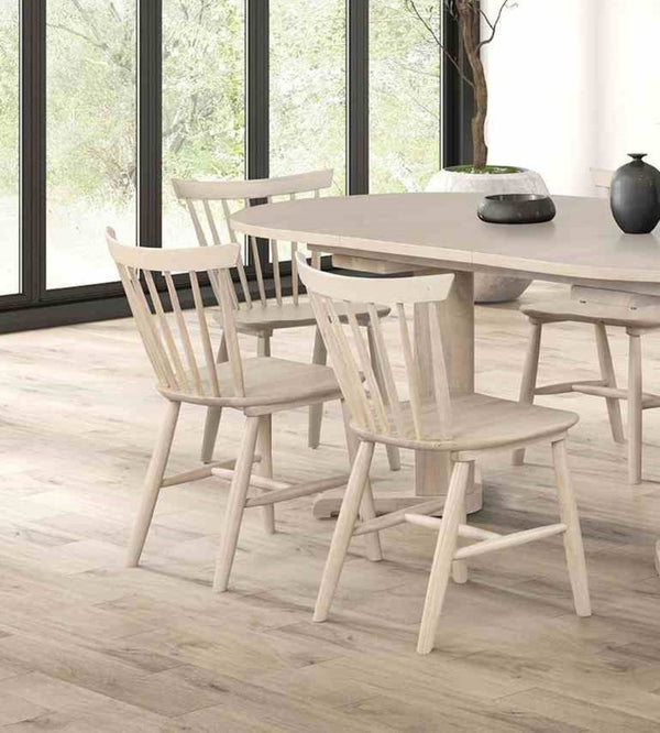 English Elm 2pc Mid-Century Dining Chairs with Spindle Back Molded Seat, White Oak Finish, Compact Comfort Set B2741P406732