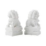 Lilys 8" Pair Of White Marble Guardian Lion Medium 8170-M