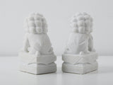 Lilys 8" Pair Of White Marble Guardian Lion Medium 8170-M