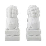 Lilys 8" Pair Of White Marble Guardian Lion Medium 8170-M