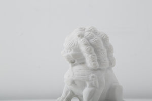 Lilys 8" Pair Of White Marble Guardian Lion Medium 8170-M