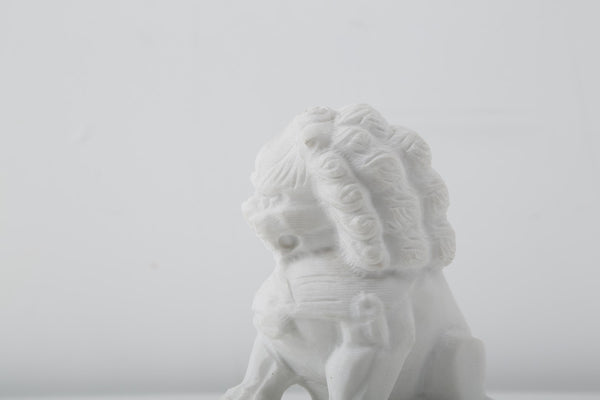 Lilys 8" Pair Of White Marble Guardian Lion Medium 8170-M