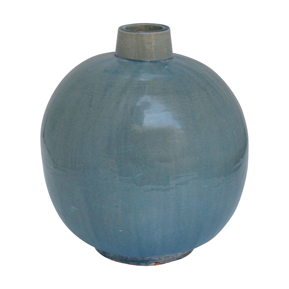 Lilys Green Vintage Style Round Vase 8171