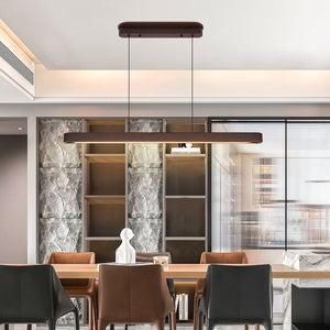 English Elm 39-Inch Walnut Wood Modern Led Pendant Light – Adjustable, Dimmable, Stylish Fixture For Any Space W2312P375017