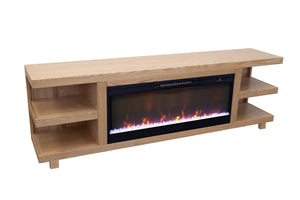 English Elm Laurel Canyon 82" Fireplace Tv Stand For Tvs Up To 90" - Rustic Oak, Electric Fireplace, Easy Setup B108P292279