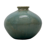 Lilys Approx 12" Blue Green Vintage Style Flat Round Vase (Finish Vary) 8172