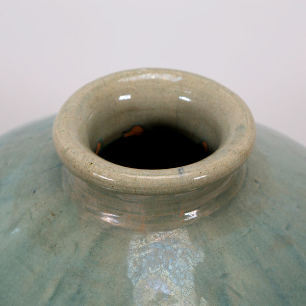 Lilys Approx 12" Blue Green Vintage Style Flat Round Vase (Finish Vary) 8172