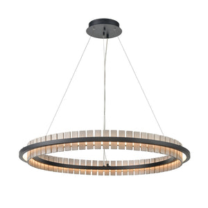 Hugo 36'' Wide Integrated LED Chandelier - Matte Black with Sunbleached Oak 81725/LED Elk Lighting