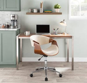 English Elm Office Chair Mid-century Modern Bentwood Walnut Frame Swivel Seat for Home Studio B202P474199