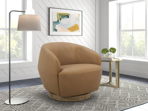 VIG Furniture Divani Casa Agatha - Modern Tan Leather Swivel Accent Chair VGKK-KF.A1203-TAN