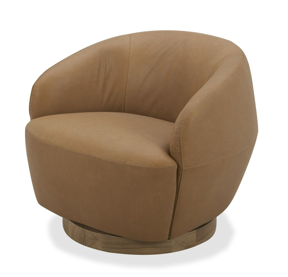 VIG Furniture Divani Casa Agatha - Modern Tan Leather Swivel Accent Chair VGKK-KF.A1203-TAN