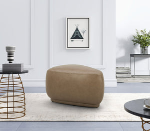 VIG Furniture Divani Casa Kinsey - Modern Tan Leather Small River Rock Ottoman VGKK-KF.D2015-S-SAND