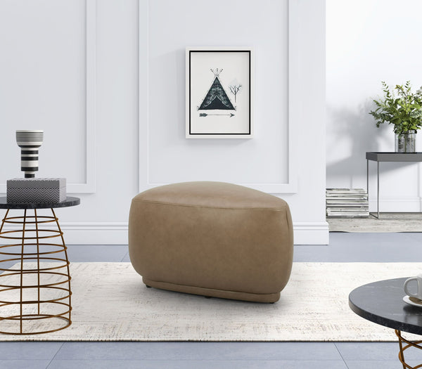 VIG Furniture Divani Casa Kinsey - Modern Tan Leather Small River Rock Ottoman VGKK-KF.D2015-S-SAND