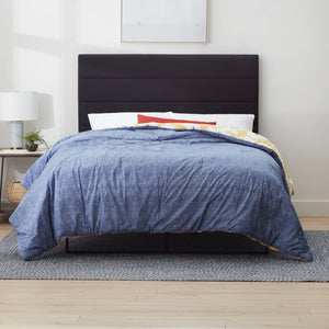 English Elm Gap Home Upholstered Horizontal Channel Headboard Queen Charcoal – Adjustable Height, Linen-Feel Fabric, Durable Frame B350P394814