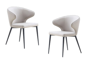 VIG Furniture Modrest Suzie - Modern Beige Vegan Leather + Black Dining Chair (Set of 2) VGDW-J20323