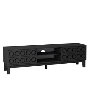 English Elm Modern Mid-Century Media Console with 4 Drawers and Concealed Cable Management, Stylish TV Stand Up to 75" Black+ Gray W757P305594