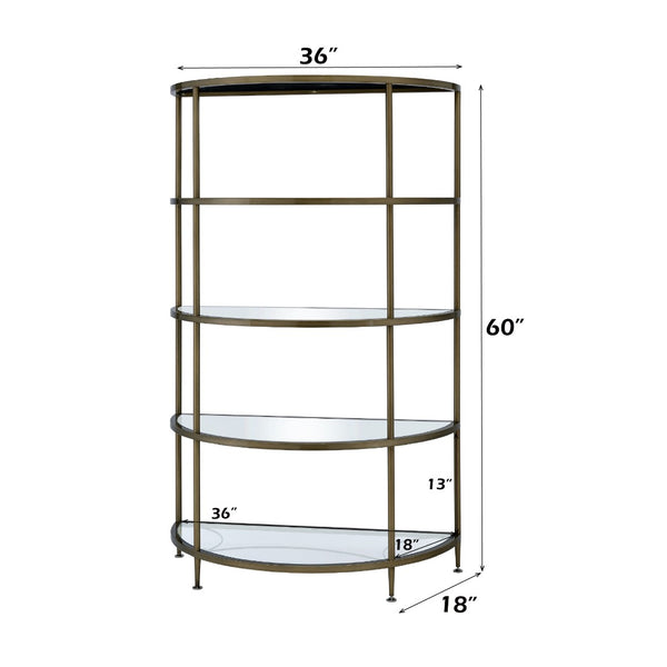 English Elm Aditya Five Tier Semicircle Mirrored Glass Shelf Unit for Entryway or Living Room B2726P448764