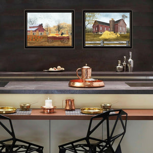 English Elm Trendy Decor 4u Autumn Farm Two Piece Black Framed Canvas Art Set for Rustic Walls B067P254084