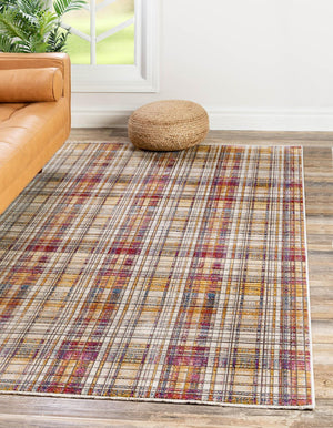 Unique Loom Deepa Tartan Machine Made Geometric Rug Multi, Blue/Gray/Ivory/Orange/Yellow/Purple 9' 0" x 11' 8"