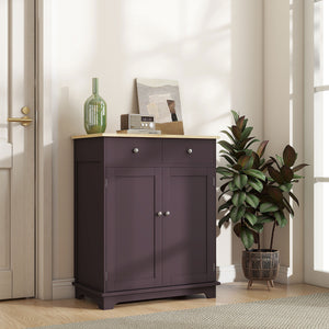 English Elm Homcom Modern Sideboard With Rubberwood Countertop, Versatile Kitchen Storage & Coffee Bar Cabinet W2225P217717