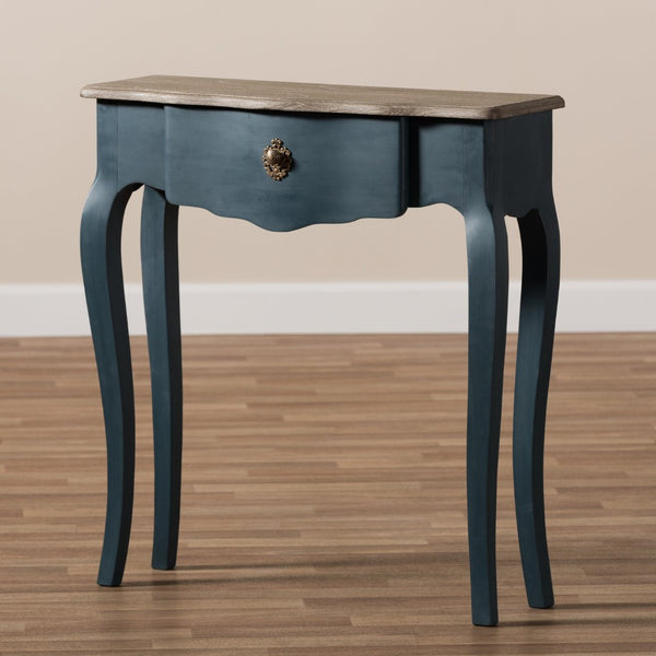 Baxton Studio Baxton Studio Mazarine Console Table - Elegant Blue Spruce Finish with Scalloped Drawer & Timeless Design CES11-Blue Spruce-ST