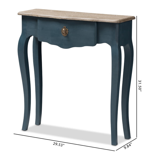 Baxton Studio Baxton Studio Mazarine Console Table - Elegant Blue Spruce Finish with Scalloped Drawer & Timeless Design CES11-Blue Spruce-ST