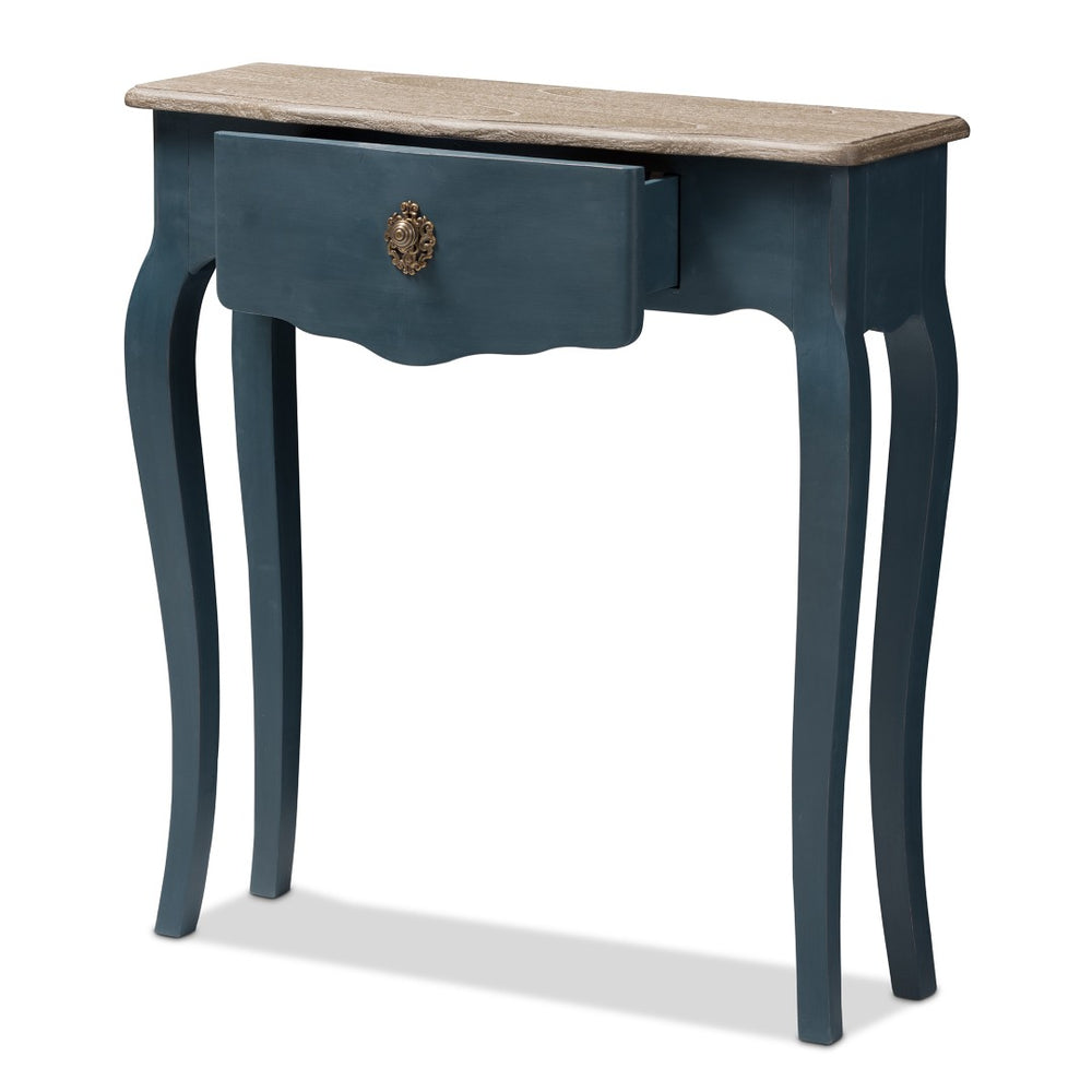 Baxton Studio Baxton Studio Mazarine Console Table - Elegant Blue Spruce Finish with Scalloped Drawer & Timeless Design CES11-Blue Spruce-ST