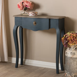 Baxton Studio Baxton Studio Mazarine Console Table - Elegant Blue Spruce Finish with Scalloped Drawer & Timeless Design CES11-Blue Spruce-ST