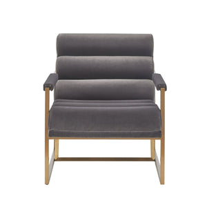 VIG Furniture Modrest Anton - Modern Grey Velvet + Brass Accent Chair VGMY-2749-GRY